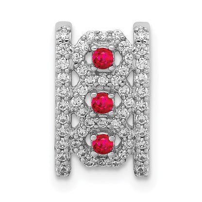 14K Weißgold Echt Diamant &.09 Rubin Fantasie Kette Anhänger