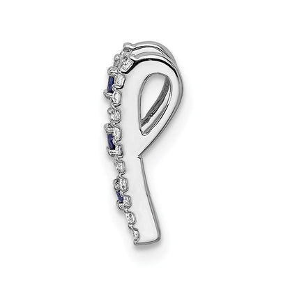 14K Weißgold Anhänger mit 0,25 ct. echtem Diamant und 0,09 ct. Saphir, Fancy