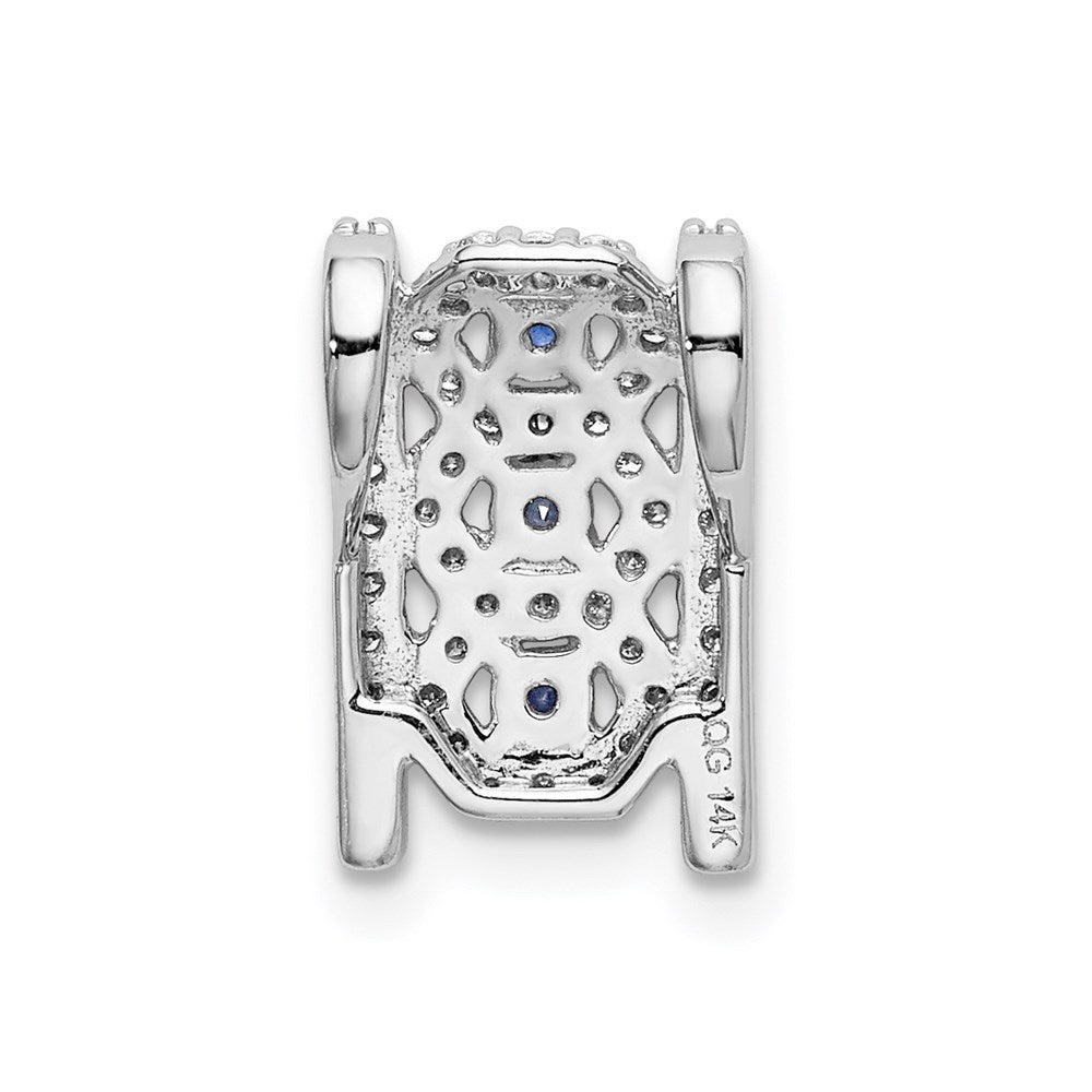 14K Weißgold Anhänger mit 0,25 ct. echtem Diamant und 0,09 ct. Saphir, Fancy