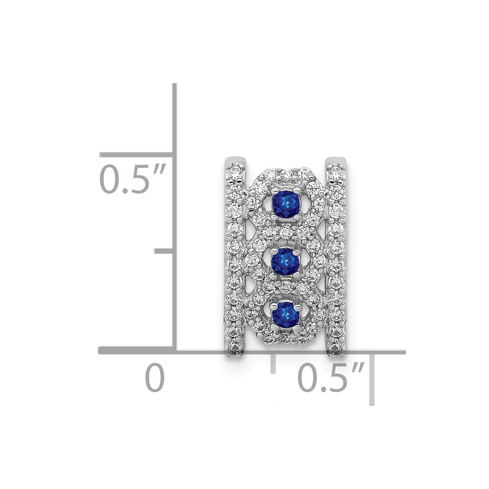14K Weißgold Anhänger mit 0,25 ct. echtem Diamant und 0,09 ct. Saphir, Fancy
