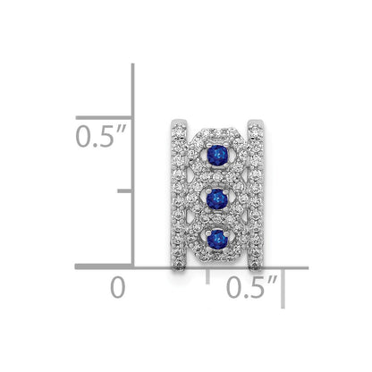 14K Weißgold Anhänger mit 0,25 ct. echtem Diamant und 0,09 ct. Saphir, Fancy