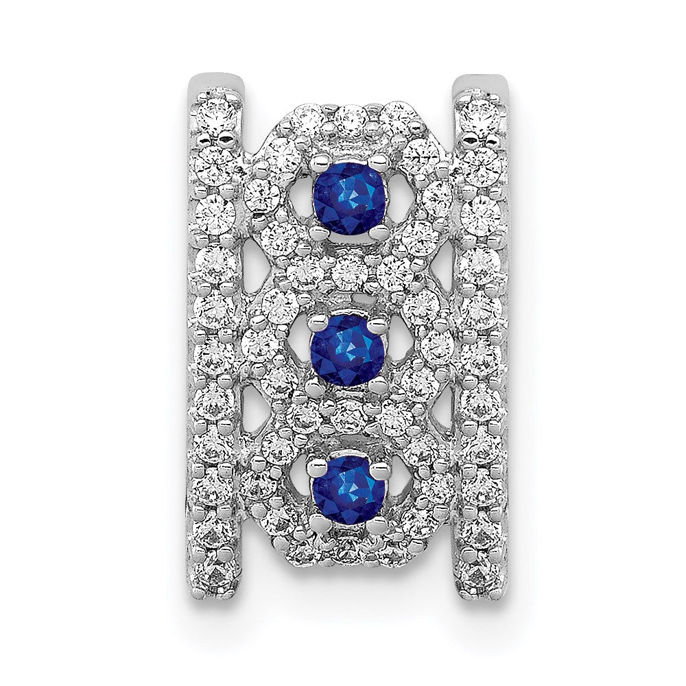 14K Weißgold Anhänger mit 0,25 ct. echtem Diamant und 0,09 ct. Saphir, Fancy