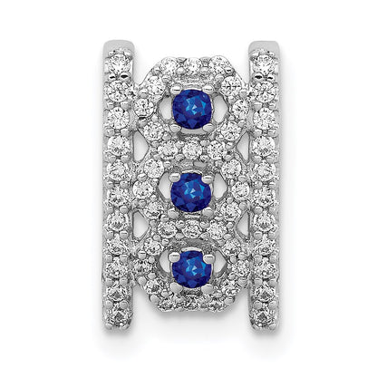 14K Weißgold Anhänger mit 0,25 ct. echtem Diamant und 0,09 ct. Saphir, Fancy