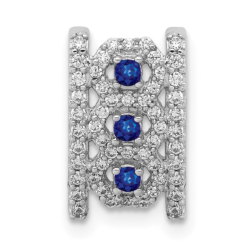 14K Weißgold Anhänger mit 0,25 ct. echtem Diamant und 0,09 ct. Saphir, Fancy