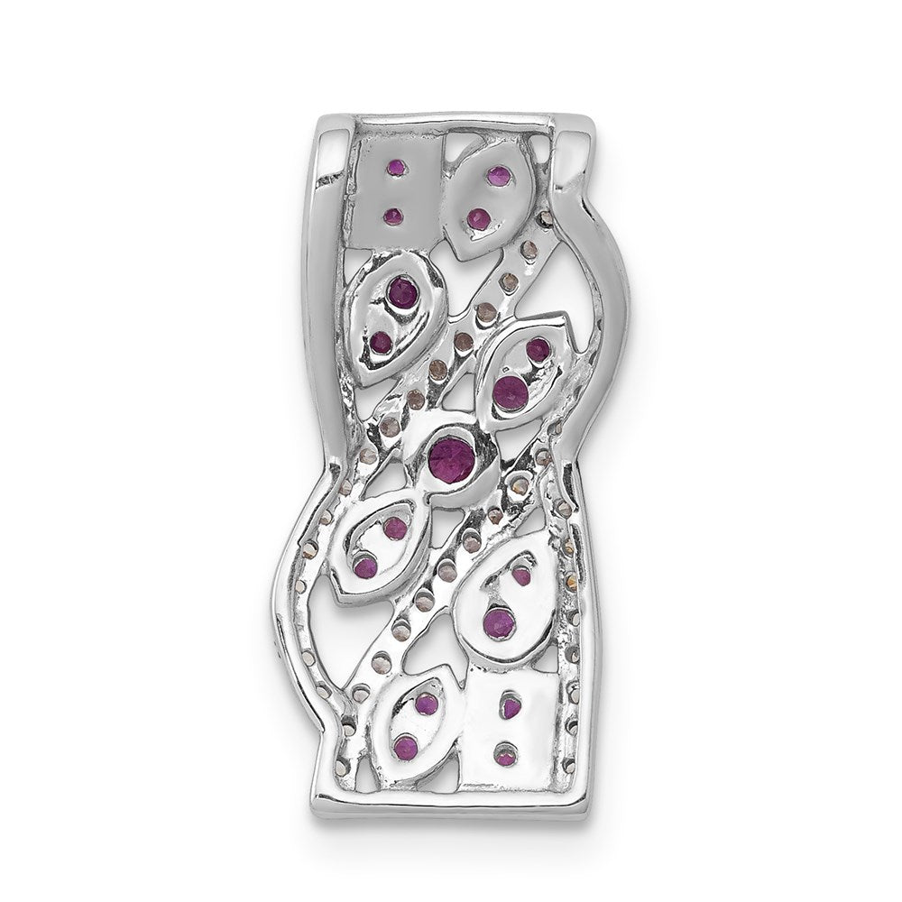14K Weißgold Echt Diamant &.30 Rubin Fantasie Kette Anhänger