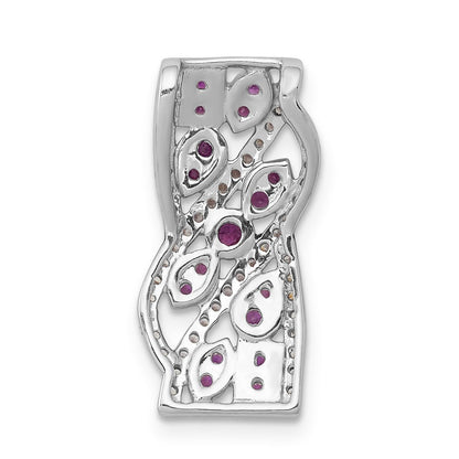 14K Weißgold Echt Diamant &.30 Rubin Fantasie Kette Anhänger