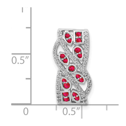 14K Weißgold Echt Diamant &.30 Rubin Fantasie Kette Anhänger