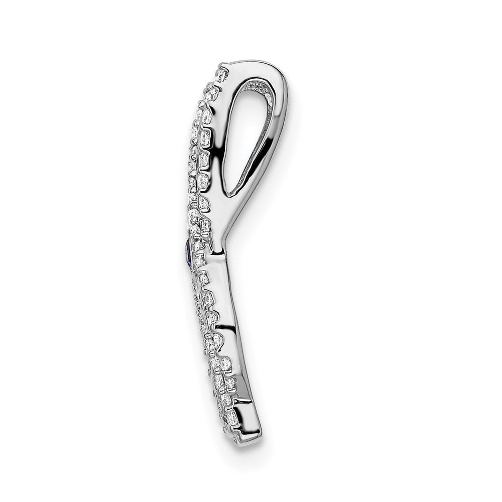 14K Weißgold 1/5ct. Echt Diamant &.3 Saphir Fantasie Kette Anhänger