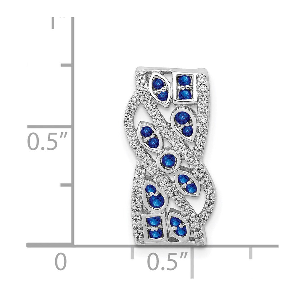 14K Weißgold 1/5ct. Echt Diamant &.3 Saphir Fantasie Kette Anhänger