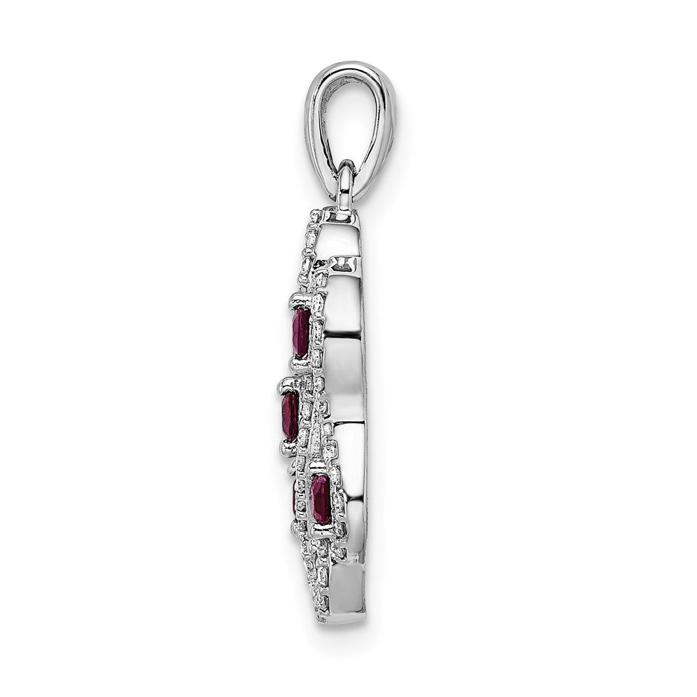 14K Weißgold Anhänger mit 0,25 ct. echtem Diamant und 0,32 ct. Rubin, Fancy-Twist-Design
