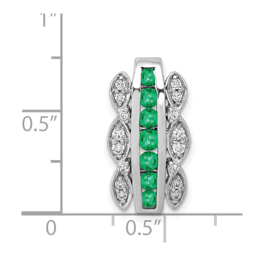 14K Weißgold Echt Diamant & Smaragd Fantasie Kette Anhänger