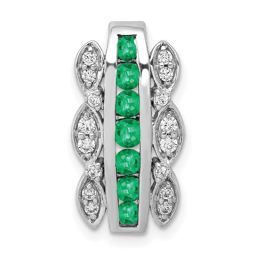 14K Weißgold Echt Diamant & Smaragd Fantasie Kette Anhänger