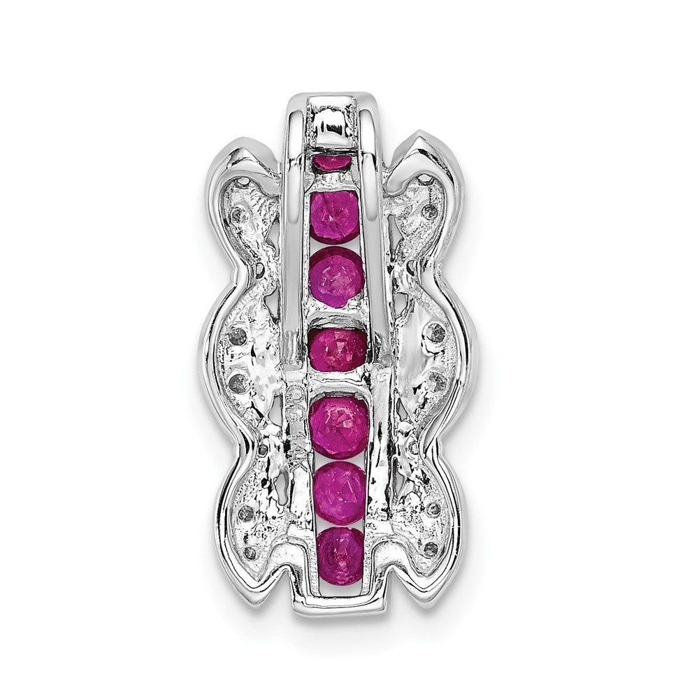 14K Weißgold Echt Diamant &.54 Rubin Fantasie Kette Anhänger