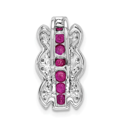 14K Weißgold Echt Diamant &.54 Rubin Fantasie Kette Anhänger