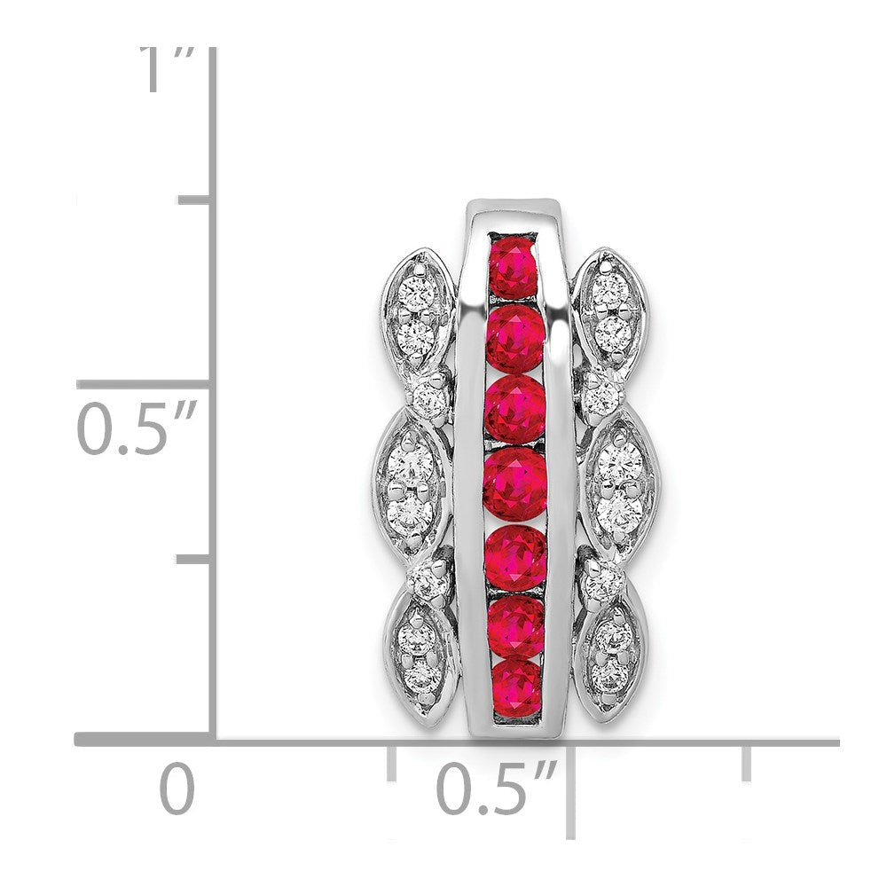 14K Weißgold Echt Diamant &.54 Rubin Fantasie Kette Anhänger