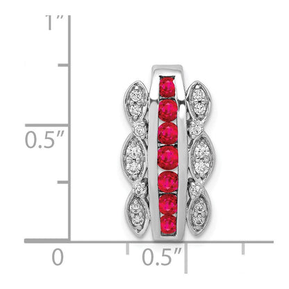 14K Weißgold Echt Diamant &.54 Rubin Fantasie Kette Anhänger