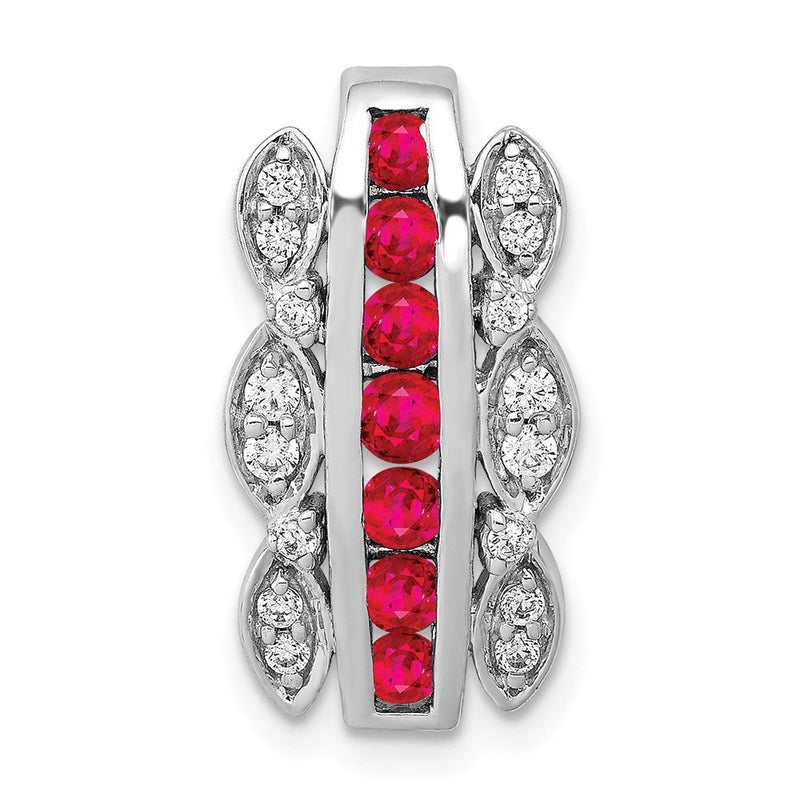 14K Weißgold Echt Diamant &.54 Rubin Fantasie Kette Anhänger