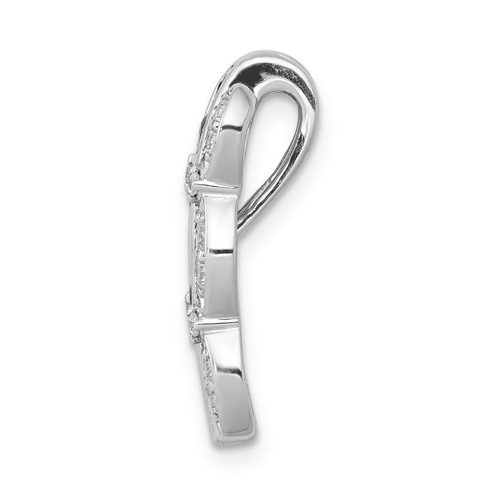 14K Weißgold 1/5ct. Echt Diamant &.54 Saphir Fantasie Kette Anhänger