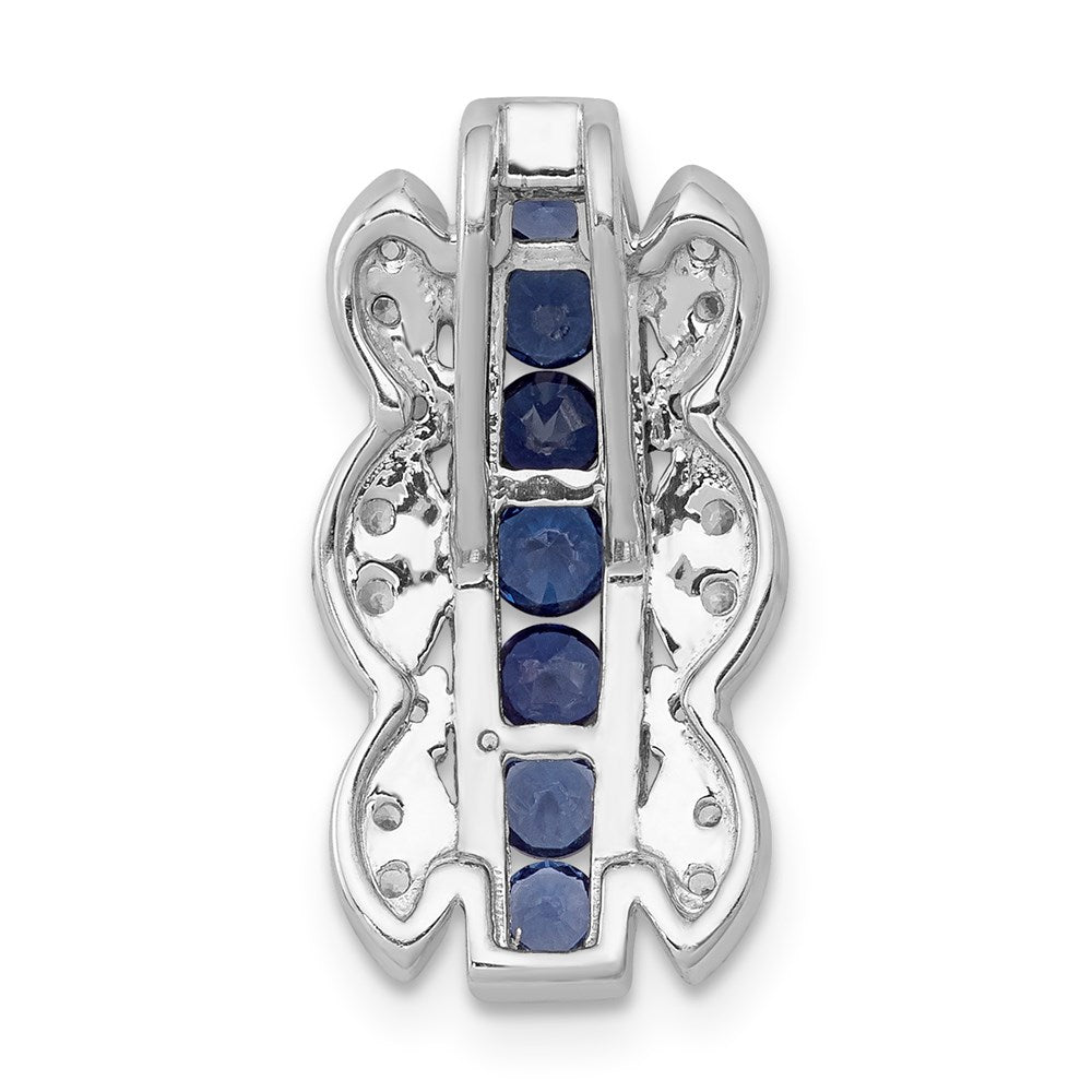 14K Weißgold 1/5ct. Echt Diamant &.54 Saphir Fantasie Kette Anhänger
