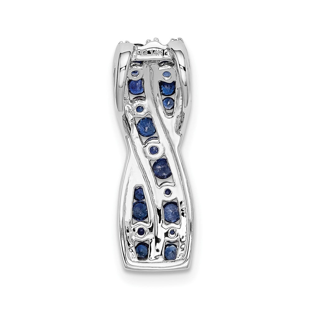 14K Weißgold 1/3 Ct. Echt Diamant und Saphir Fantasie Gedreht Kette Anhänger