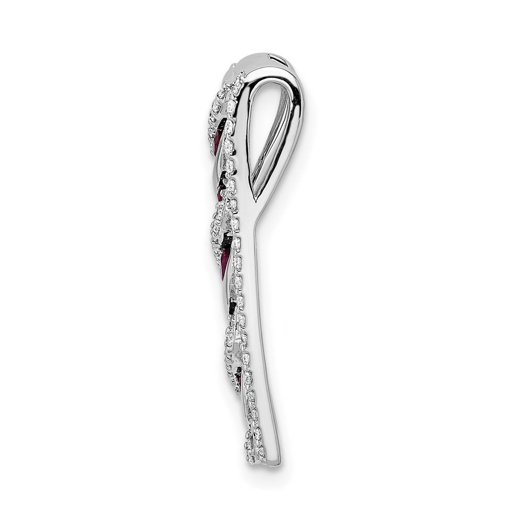 14K Weißgold Echt Diamant Und.26 Rubin Fantasie Kette Anhänger