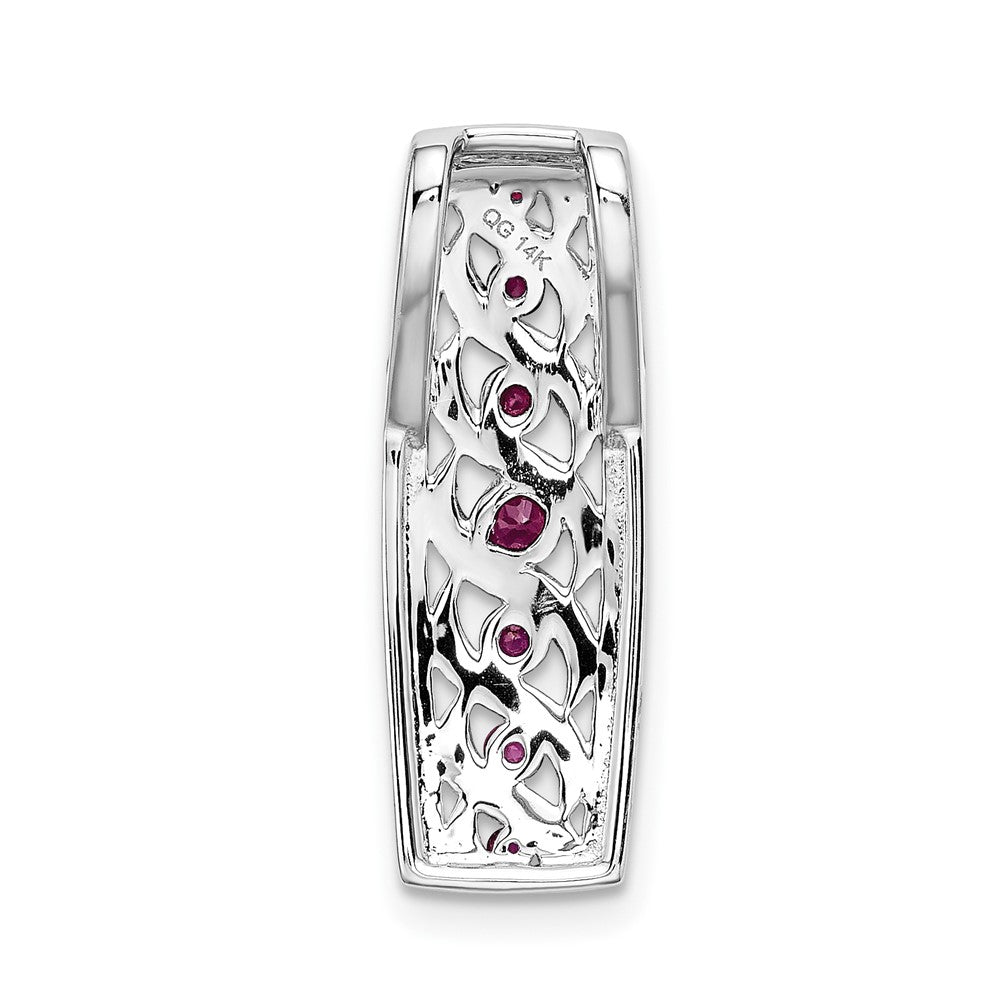 14K Weißgold Echt Diamant Und.26 Rubin Fantasie Kette Anhänger