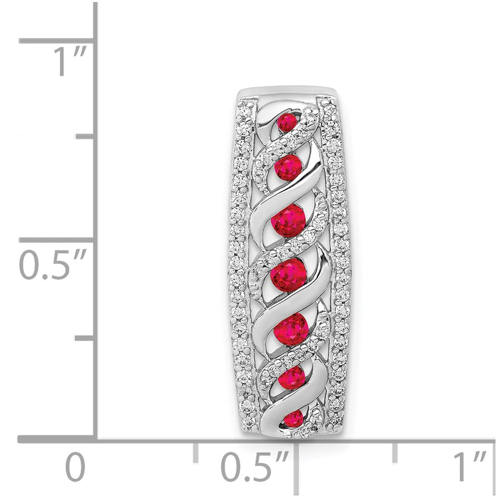 14K Weißgold Echt Diamant Und.26 Rubin Fantasie Kette Anhänger