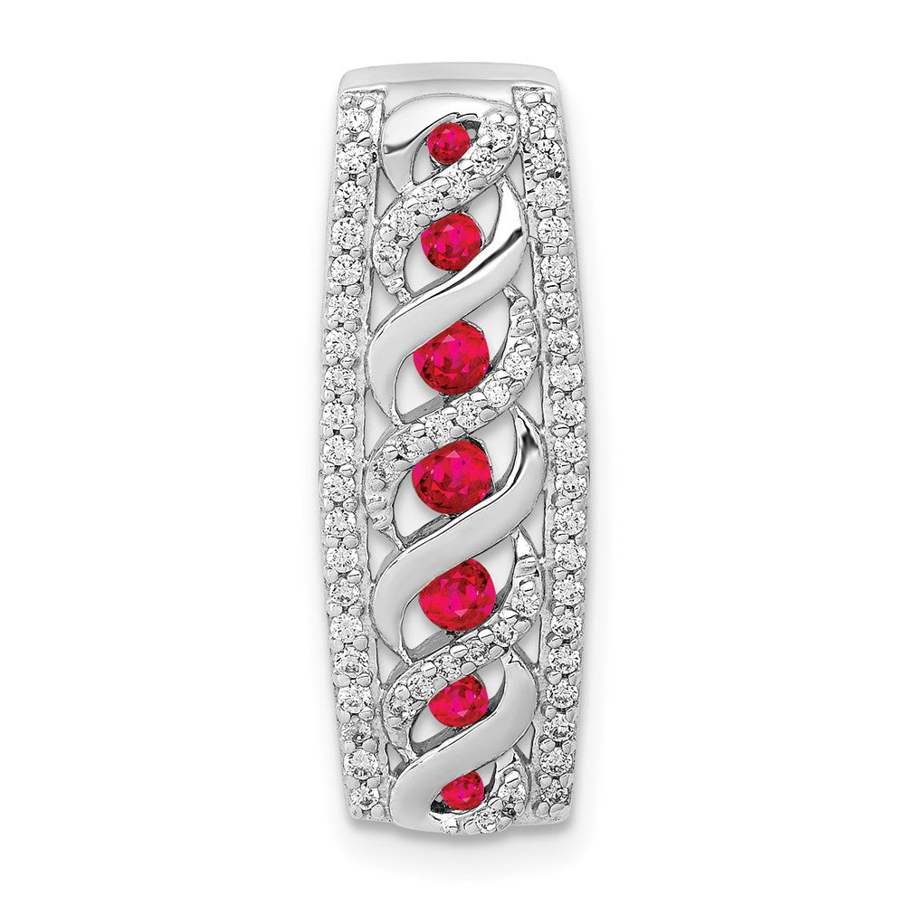 14K Weißgold Echt Diamant Und.26 Rubin Fantasie Kette Anhänger