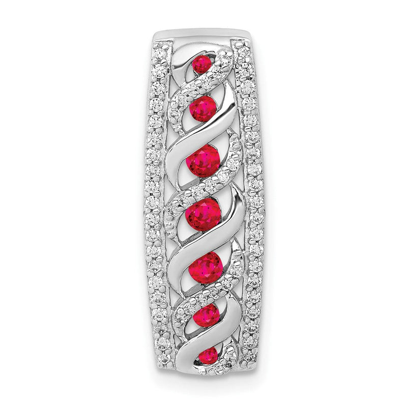 14K Weißgold Echt Diamant Und.26 Rubin Fantasie Kette Anhänger
