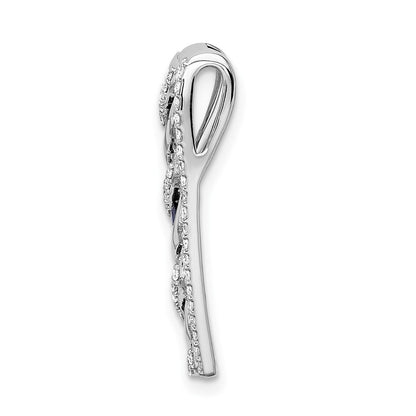 14K Weißgold 1/5ct. Echt Diamant/.26 Saphir Fantasie Gedreht Kette Anhänger