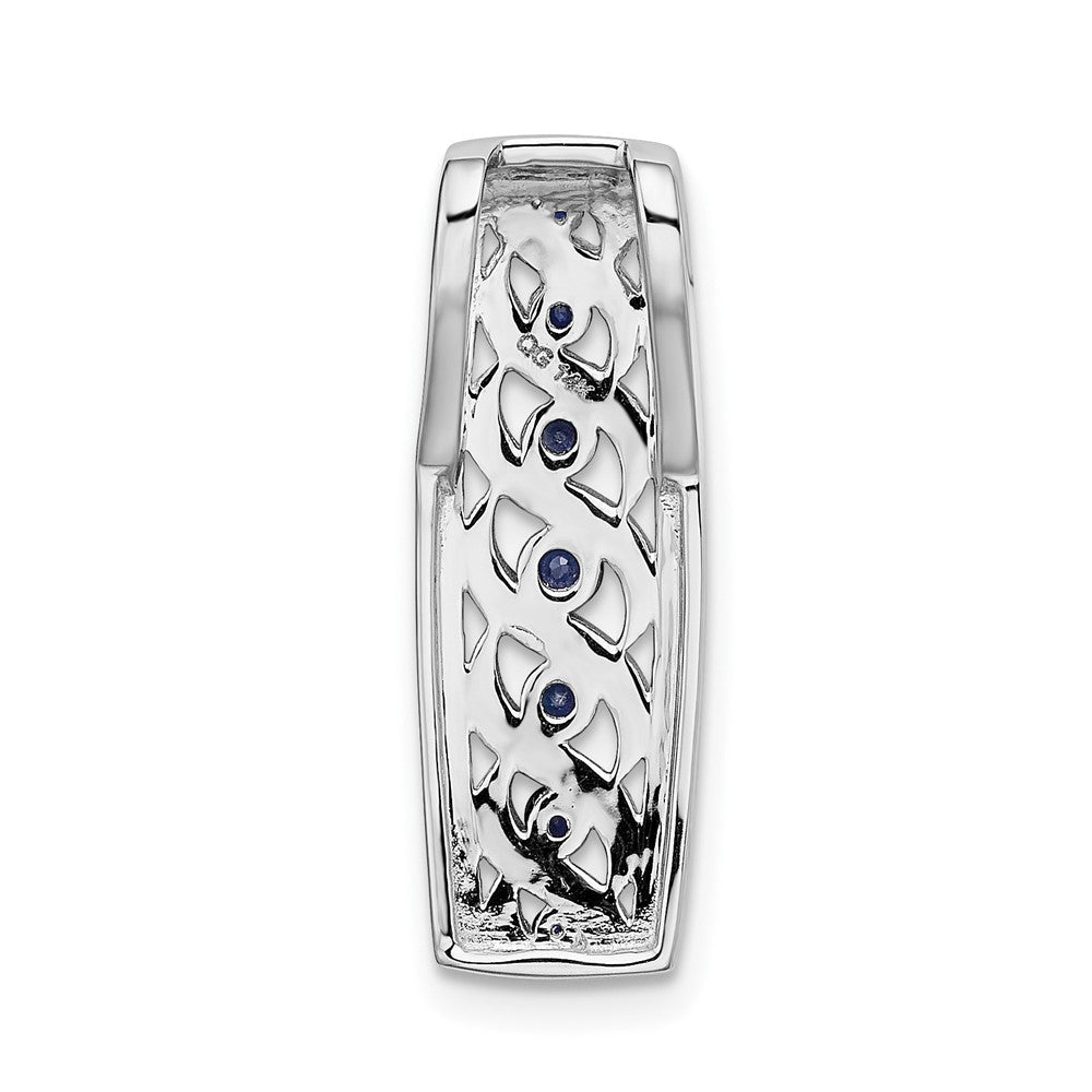 14K Weißgold 1/5ct. Echt Diamant/.26 Saphir Fantasie Gedreht Kette Anhänger