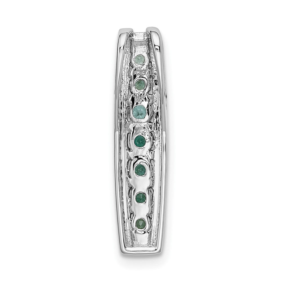 14K Weißgold Echt Diamant und Smaragd Fantasie Kette Anhänger