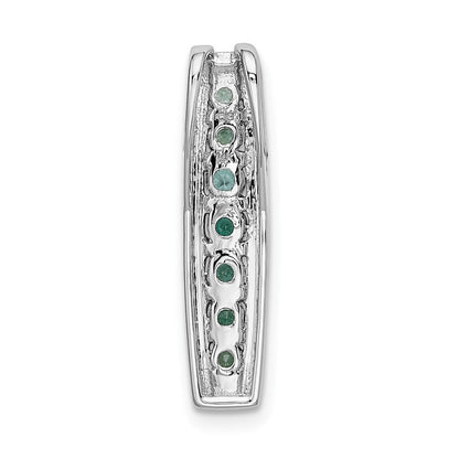 14K Weißgold Echt Diamant und Smaragd Fantasie Kette Anhänger