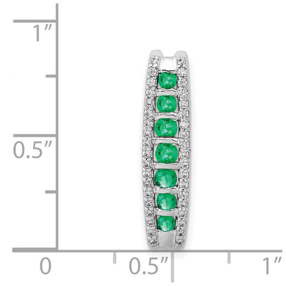 14K Weißgold Echt Diamant und Smaragd Fantasie Kette Anhänger