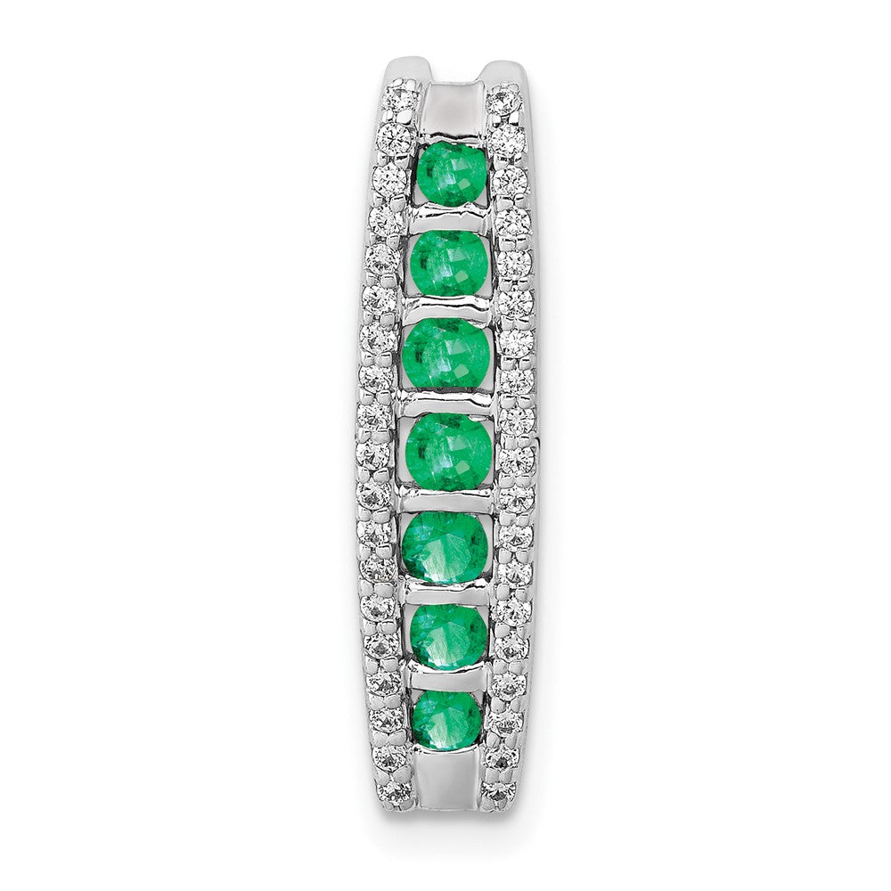 14K Weißgold Echt Diamant und Smaragd Fantasie Kette Anhänger