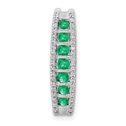 14K Weißgold Echt Diamant und Smaragd Fantasie Kette Anhänger