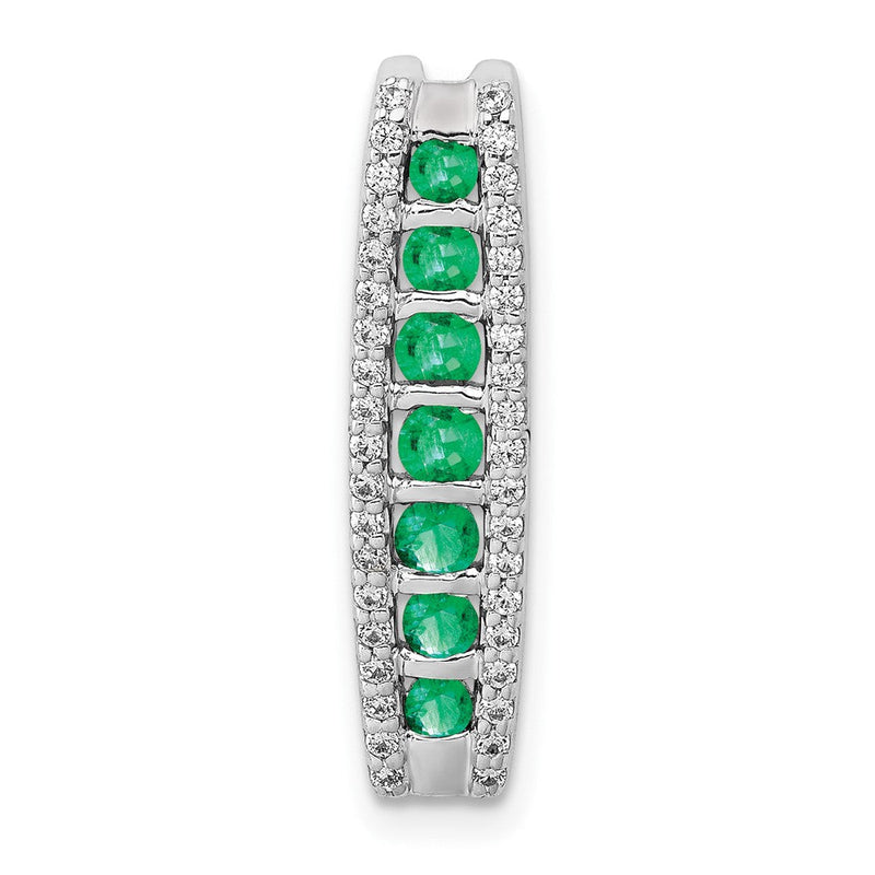 14K Weißgold Echt Diamant und Smaragd Fantasie Kette Anhänger
