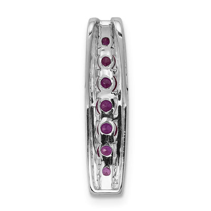 14K Weißgold Echt Diamant Und.36 Rubin Fantasie Kette Anhänger