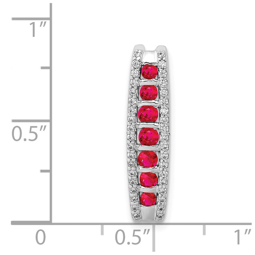 14K Weißgold Echt Diamant Und.36 Rubin Fantasie Kette Anhänger