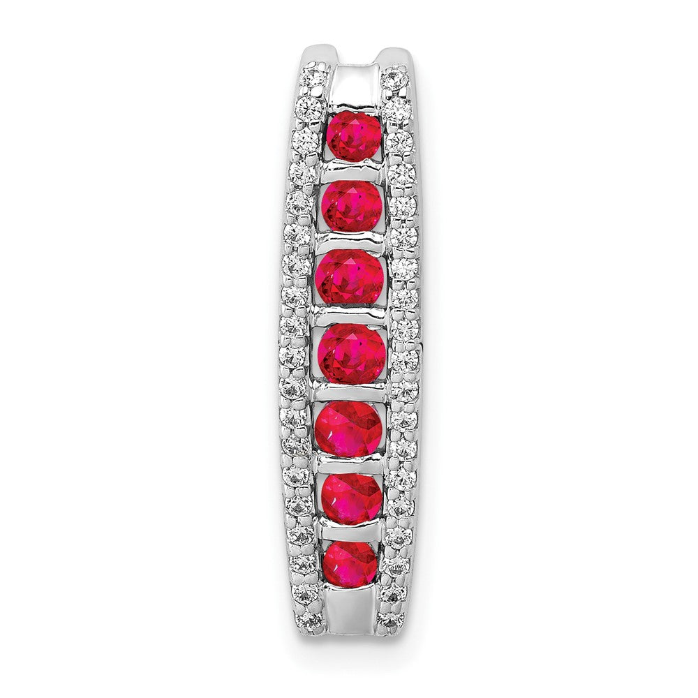 14K Weißgold Echt Diamant Und.36 Rubin Fantasie Kette Anhänger