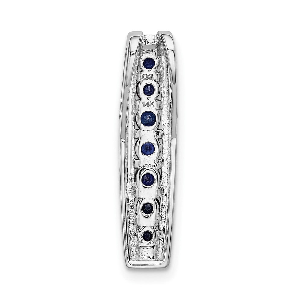 14K Weißgold 1/5ct. Echt Diamant und Saphir Fantasie Kette Anhänger
