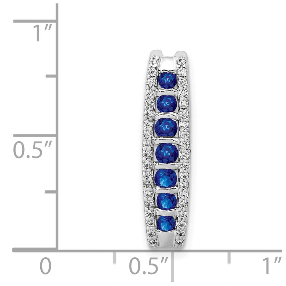 14K Weißgold 1/5ct. Echt Diamant und Saphir Fantasie Kette Anhänger