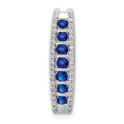 14K Weißgold 1/5ct. Echt Diamant und Saphir Fantasie Kette Anhänger