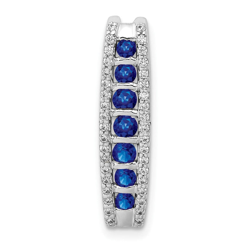 14K Weißgold 1/5ct. Echt Diamant und Saphir Fantasie Kette Anhänger