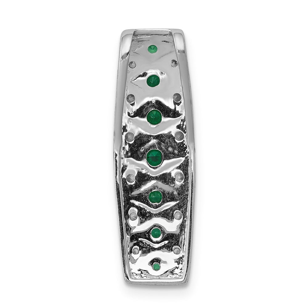14K Weißgold Ketten-Gleitanhänger mit 0,2 ct. laborgezüchtetem Diamant VS/SI+ G+ und laborgezüchtetem Smaragd