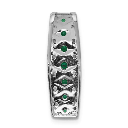 14K Weißgold Ketten-Gleitanhänger mit 0,2 ct. laborgezüchtetem Diamant VS/SI+ G+ und laborgezüchtetem Smaragd