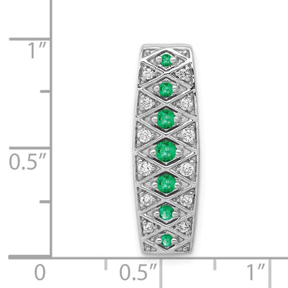 14K Weißgold Ketten-Gleitanhänger mit 0,2 ct. laborgezüchtetem Diamant VS/SI+ G+ und laborgezüchtetem Smaragd