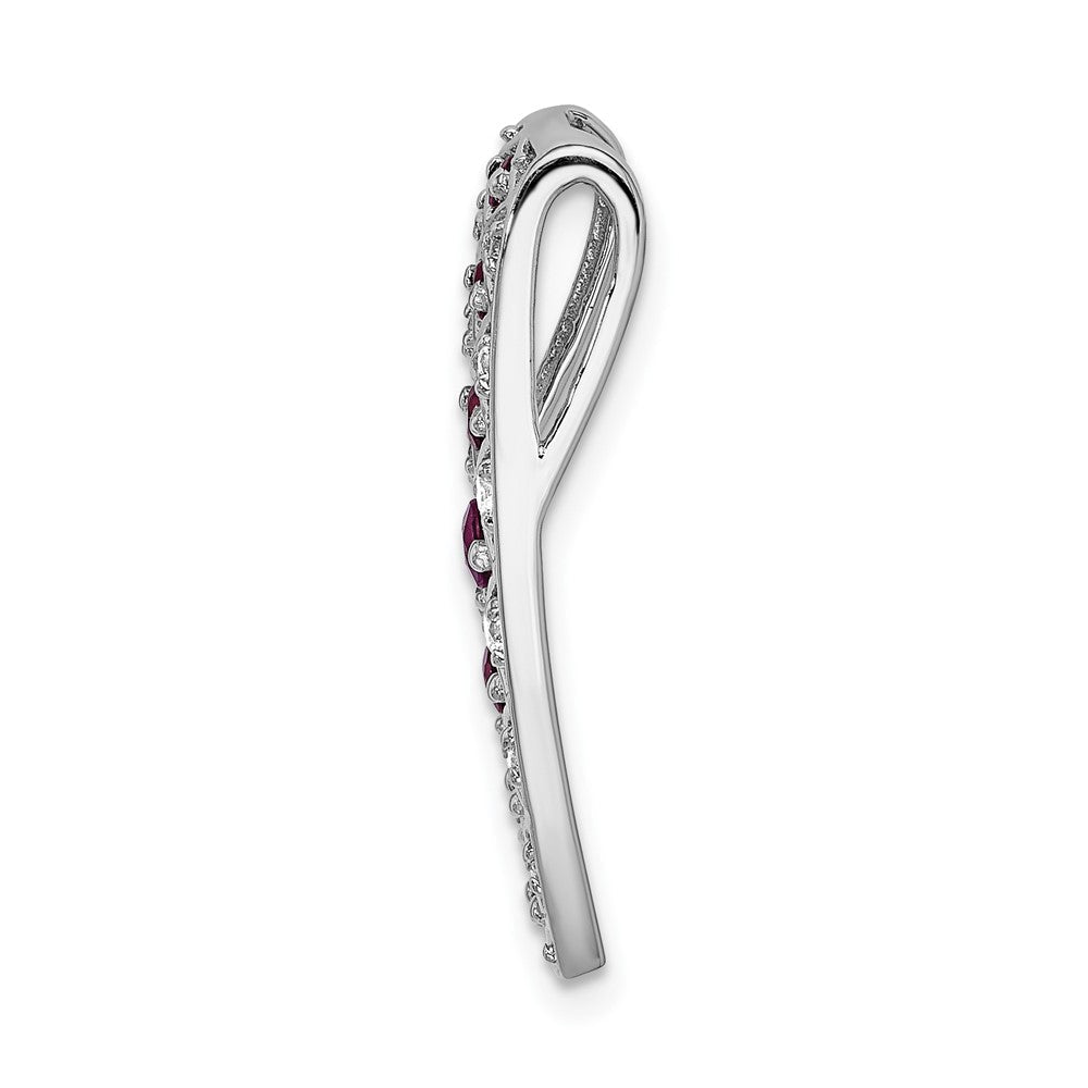 14k Weißgold 0,2 ct. Laborgezüchteter Diamant VS/SI+ G+ und Laborgezüchteter Rubin Ketten-Gleitanhänger