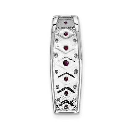 14k Weißgold 0,2 ct. Laborgezüchteter Diamant VS/SI+ G+ und Laborgezüchteter Rubin Ketten-Gleitanhänger