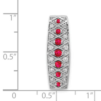 14k Weißgold 0,2 ct. Laborgezüchteter Diamant VS/SI+ G+ und Laborgezüchteter Rubin Ketten-Gleitanhänger